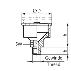 Staufferbüchse DIN 3411 Größe 1 Material Stahl , Technische Zeichnung