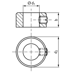 Stellring DIN 705 A Bohrung 32mm Oberfläche blank Gewindestift mit Schlitz nach DIN EN 27434 (alte DIN 553), Technische Zeichnung