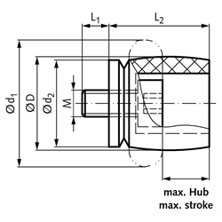 Strukturdämpfer TS 84-43 Durchmesser 84mm Gewinde M16 , Technische Zeichnung