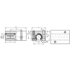 Tandem-Linearkugellager- Einheiten KGT-3-O ISO-Reihe 3 offen Premium, Technische Zeichnung