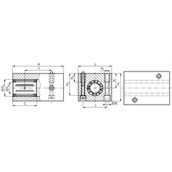 Tandem-Linearlagereinheit KGT-3 ISO-Reihe 3 Premium mit Linear-Kugellagern mit Winkelausgleich mit Doppellippendichtung für Wellen-Ø 40mm, Technische Zeichnung