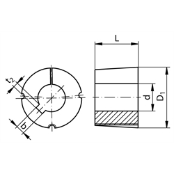 Taper-Spannbuchse 1610 Bohrung 35mm , Technische Zeichnung