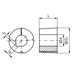 Taper-Spannbuchse 2012 Bohrung 34,925mm (1 3/8") Nutbreite 9,525mm Nuttiefe 3,175mm (3/8"x1/8"), Technische Zeichnung