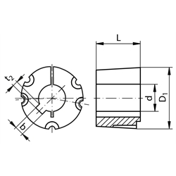 Taper-Spannbuchse 3535 Bohrung 90mm , Technische Zeichnung