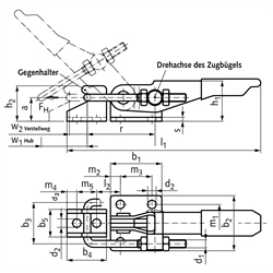 Verschluss-Spanner Größe 160 aus Edelstahl 1.4301/1.4305 , Technische Zeichnung