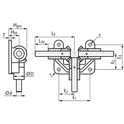 Offenes Winkelgetriebe OW3 mit Kegelrädern aus Polyacetal Wellen aus Edelstahl Ø 18mm Modul 3,5 16 Zähne Übersetzung 1:1 Ausführung 20, Technische Zeichnung