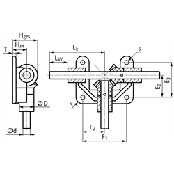 Offenes Winkelgetriebe OW3 mit Kegelrädern aus Polyacetal Wellen aus Edelstahl Ø 18mm Modul 3,5 16 Zähne Übersetzung 1:1 Ausführung 30R, Technische Zeichnung