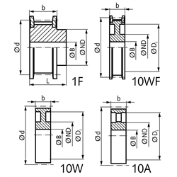 Zahnriemenräder HTD 8M für Riemenbreite 85mm, Technische Zeichnung