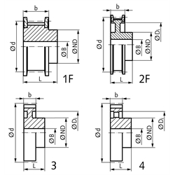 HTD-Zahnriemenrad aus Stahl Profil 8M 56 Zähne für Riemenbreite 30mm , Technische Zeichnung