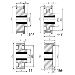 HTD-Zahnriemenrad aus Stahl Profil 8M 56 Zähne für Riemenbreite 20mm für Taper-Spannbuchse 2012 , Technische Zeichnung