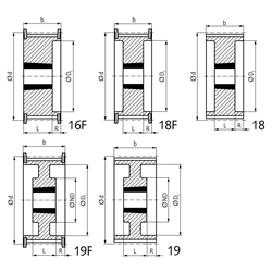 HTD-Zahnriemenrad aus Stahl Profil 8M 48 Zähne für Riemenbreite 50mm für Taper-Spannbuchse 2012 , Technische Zeichnung