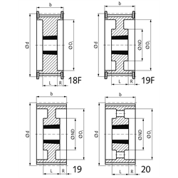 HTD-Zahnriemenrad aus Stahl Profil 14M 56 Zähne für Riemenbreite 85mm für Taper-Spannbuchse 3525 , Technische Zeichnung