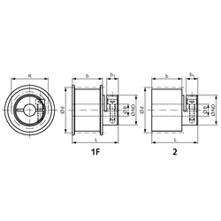 Zahnriemenrad mit Klemmnabe Profil T5 32 Zähne Bohrung 15H7 für Riemenbreite 16mm ALK34T5/32-2, Technische Zeichnung