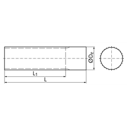 Zahnwelle Profil AT10 16 Zähne Länge 160mm Material Aluminium , Technische Zeichnung