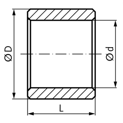 Zylinderbuchse geschlitzte Ausführung 70 x 75 x 60 mm , Technische Zeichnung