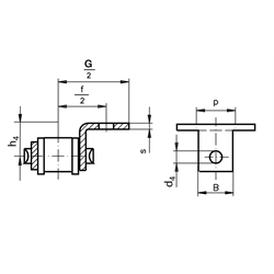 Rostfreies Federverschlussglied mit einseitiger Winkellasche 10 B-1-K1 Edelstahl 1.4301, Technische Zeichnung